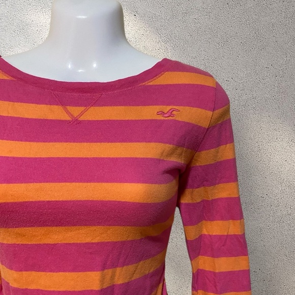 Vintage Hollister Co. Pink & Orange 3/4 Sleeves Top - Picture 2 of 3